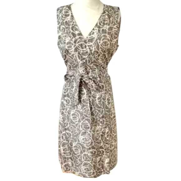 Garnet Hill Dresses & Skirts - Garnet Hill gray white silk wrap sheath dress Womens 14